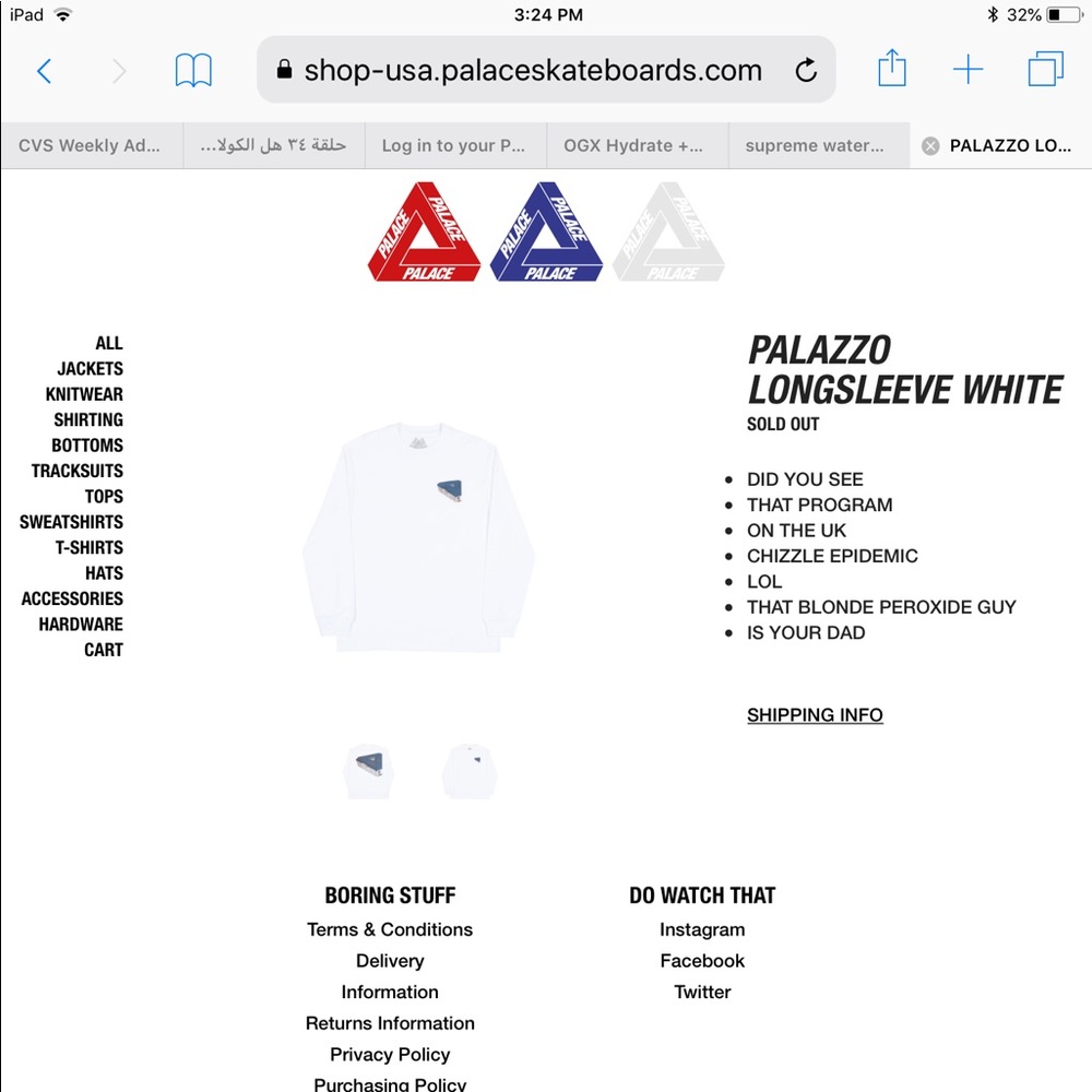 Palace Palazzo Longsleeve White (confirmed order)